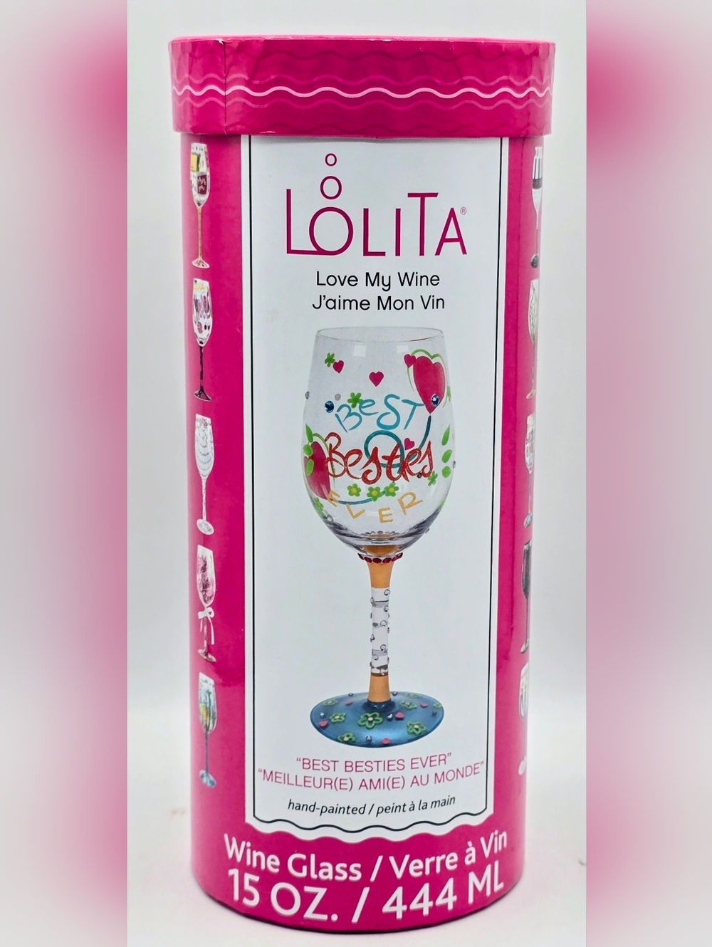 Lolita Love My Wine "Best Besties Ever" 15oz. Wine Glass